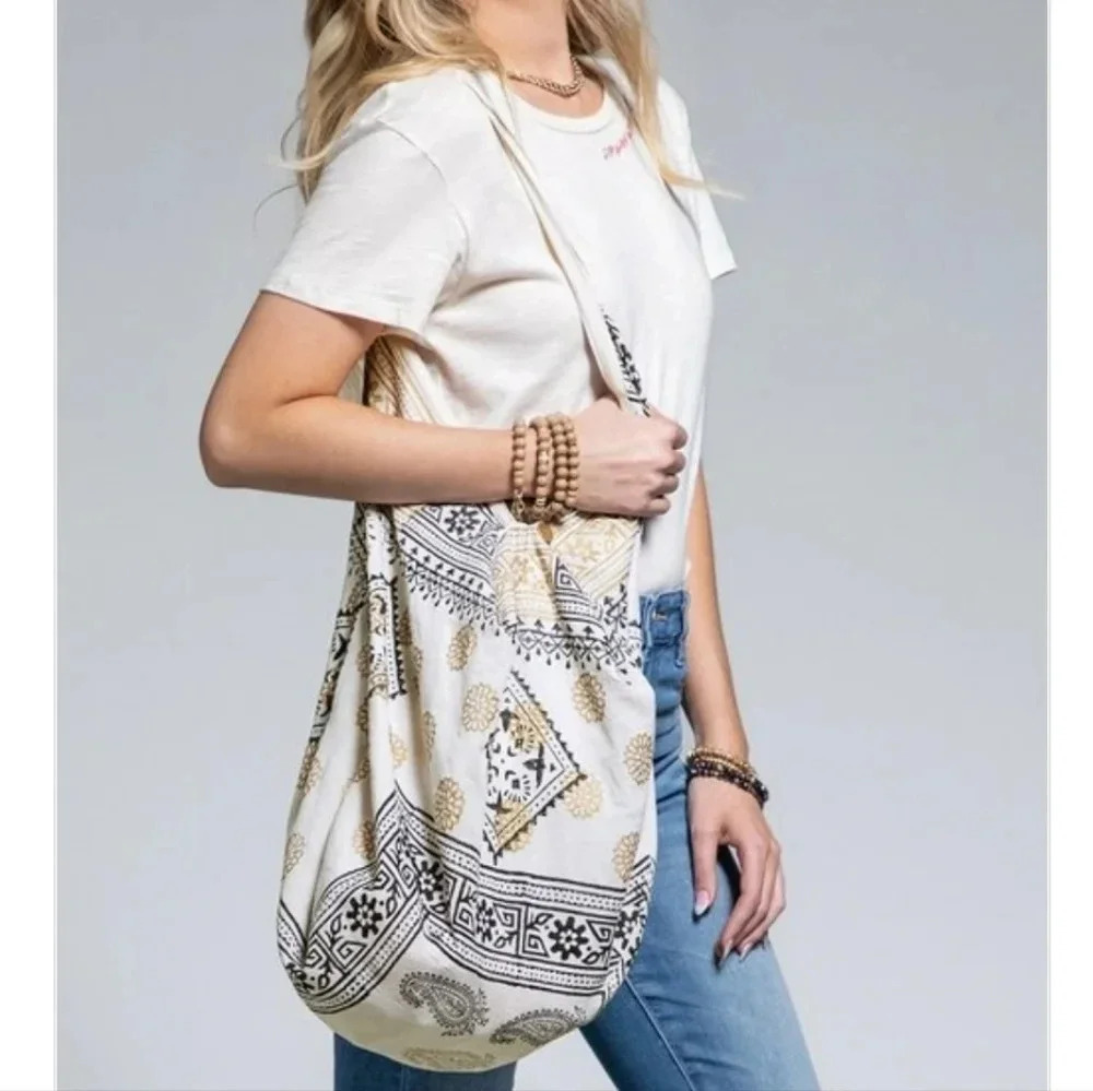 Boho Handblock Print Sling Shoulder Bag New